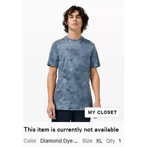 Lululemon Men's Blue Tie Dye Running/Training Shirt - Size XL